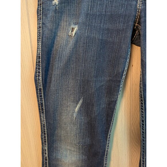 Silver Jeans Co Womens Blue Twisted Denim Jeans Sz 34x33 Distressed Low Rise - Picture 12 of 12